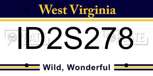ID2S278 West Virginia License Plate