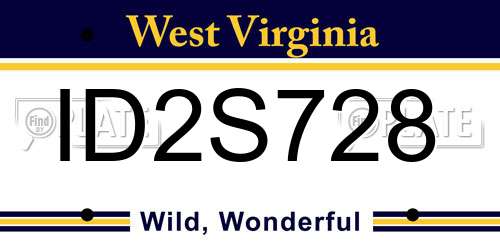 ID2S728 West Virginia License Plate