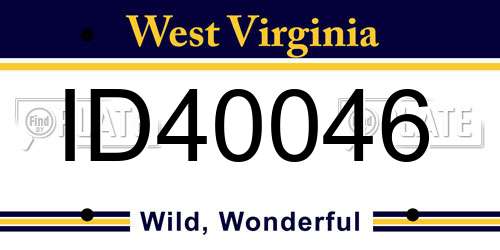 ID40046 West Virginia License Plate