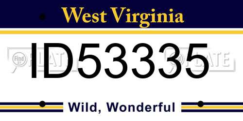 ID53335 West Virginia License Plate