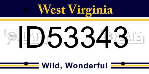 ID53343 West Virginia License Plate