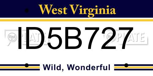 ID5B727 West Virginia License Plate