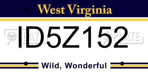 ID5Z152 West Virginia License Plate