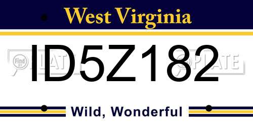 ID5Z182 West Virginia License Plate