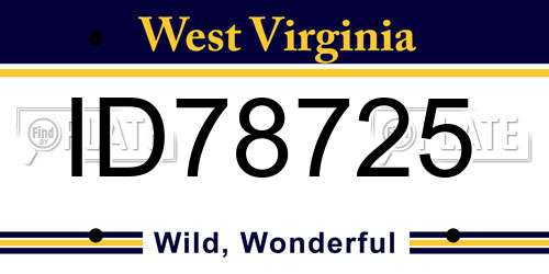 ID78725 West Virginia License Plate