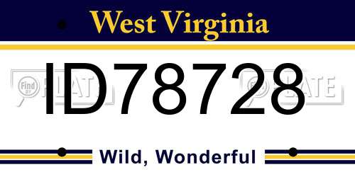 ID78728 West Virginia License Plate