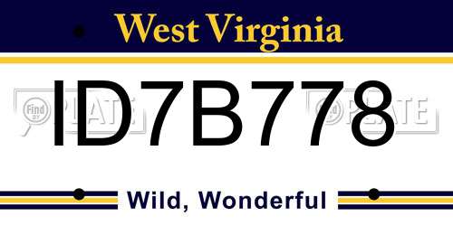 ID7B778 West Virginia License Plate
