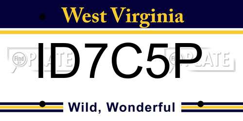 ID7C5P West Virginia License Plate