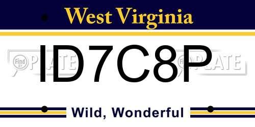 ID7C8P West Virginia License Plate