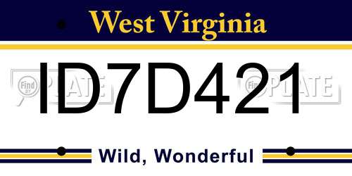 ID7D421 West Virginia License Plate