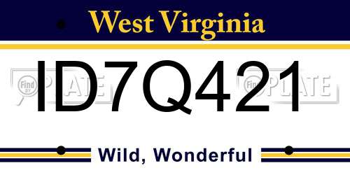 ID7Q421 West Virginia License Plate