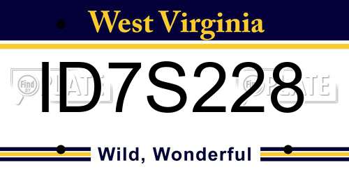 ID7S228 West Virginia License Plate