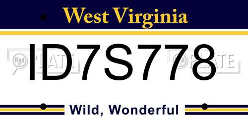 ID7S778 West Virginia License Plate