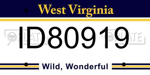 ID80919 West Virginia License Plate