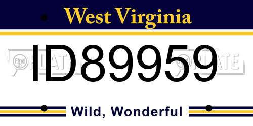 ID89959 West Virginia License Plate