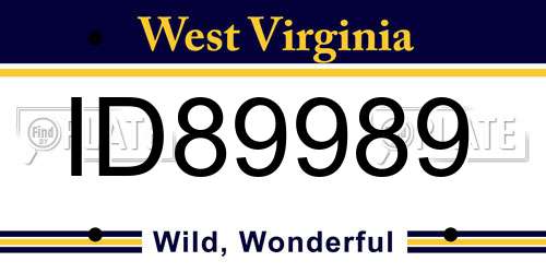 ID89989 West Virginia License Plate