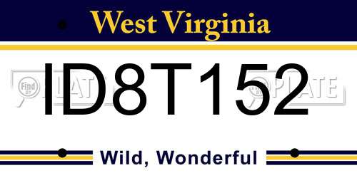 ID8T152 West Virginia License Plate
