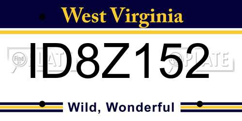 ID8Z152 West Virginia License Plate