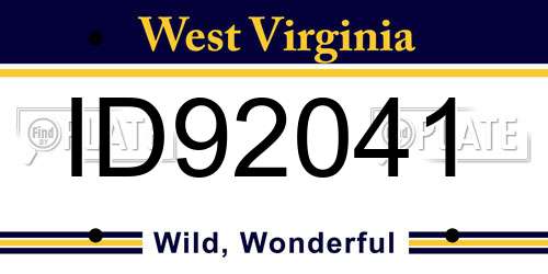 ID92041 West Virginia License Plate