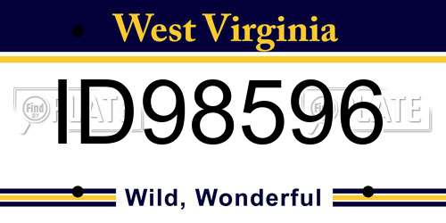 ID98596 West Virginia License Plate