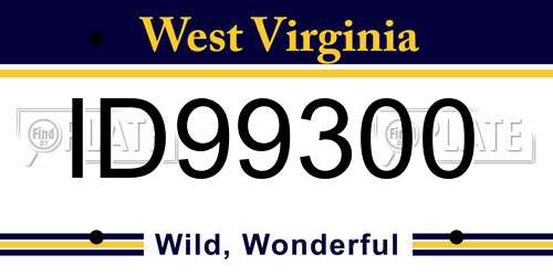 ID99300 West Virginia License Plate