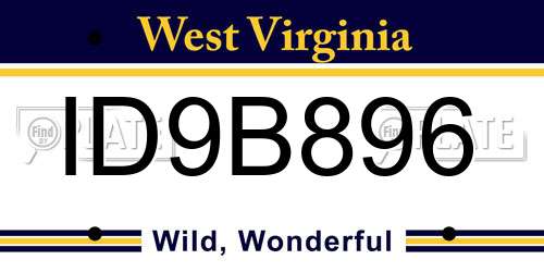 ID9B896 West Virginia License Plate