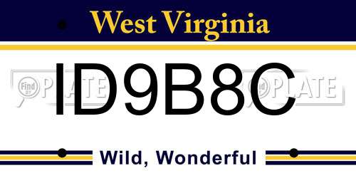 ID9B8C West Virginia License Plate