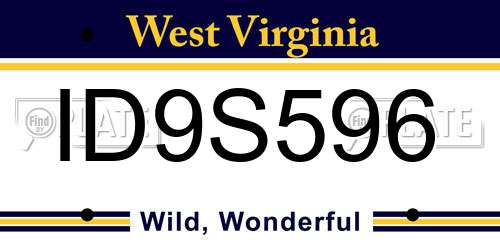 ID9S596 West Virginia License Plate