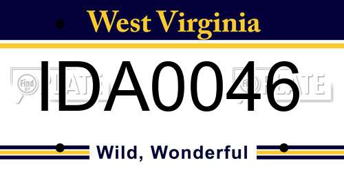 IDA0046 West Virginia License Plate