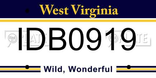 IDB0919 West Virginia License Plate
