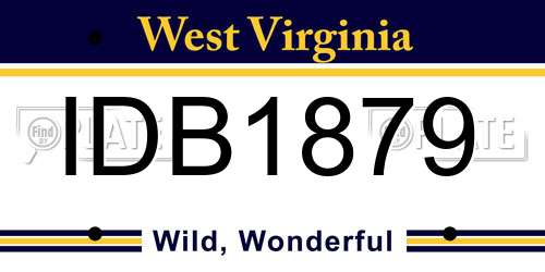 IDB1879 West Virginia License Plate