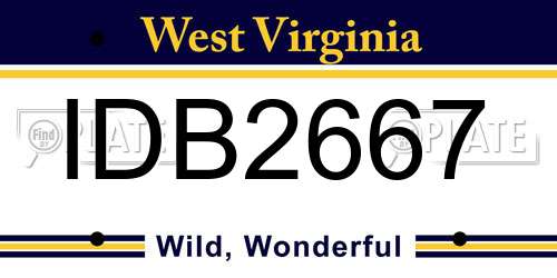 IDB2667 West Virginia License Plate