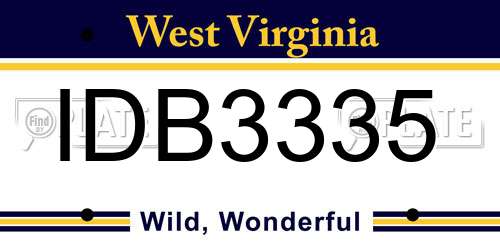 IDB3335 West Virginia License Plate