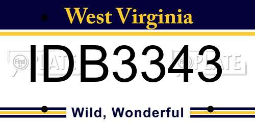 IDB3343 West Virginia License Plate