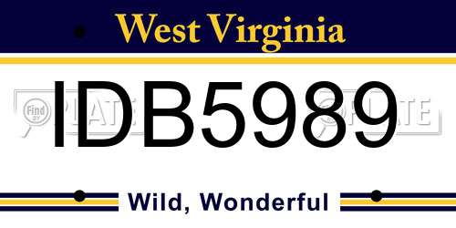 IDB5989 West Virginia License Plate