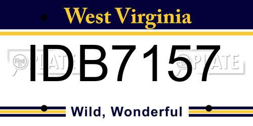 IDB7157 West Virginia License Plate