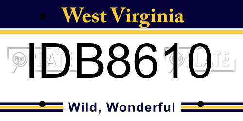 IDB8610 West Virginia License Plate