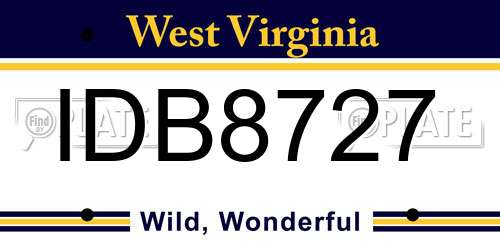 IDB8727 West Virginia License Plate