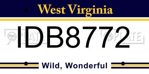 IDB8772 West Virginia License Plate