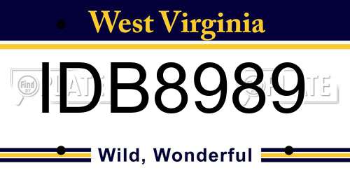 IDB8989 West Virginia License Plate