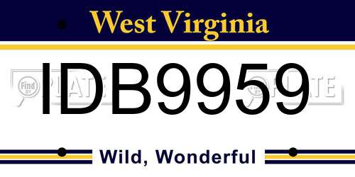 IDB9959 West Virginia License Plate