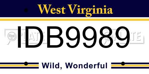 IDB9989 West Virginia License Plate