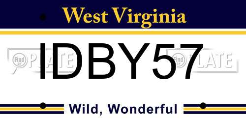 IDBY57 West Virginia License Plate