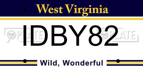 IDBY82 West Virginia License Plate