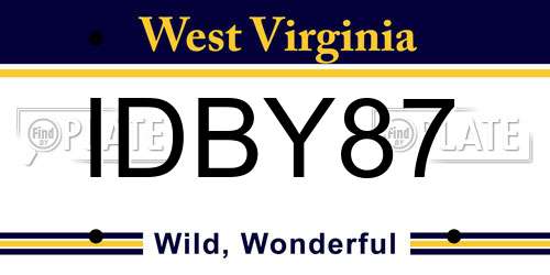 IDBY87 West Virginia License Plate