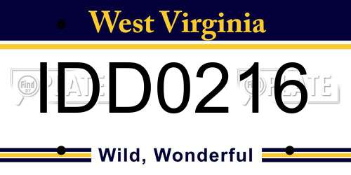 IDD0216 West Virginia License Plate