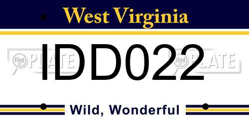 IDD022 West Virginia License Plate
