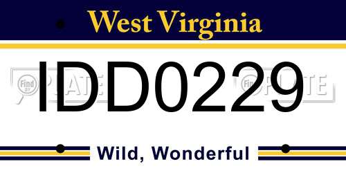IDD0229 West Virginia License Plate