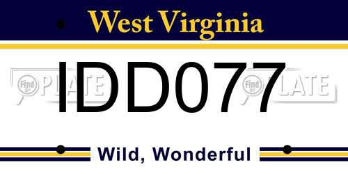 IDD077 West Virginia License Plate