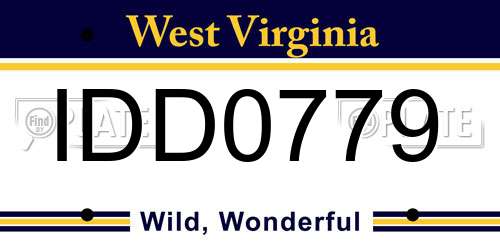 IDD0779 West Virginia License Plate